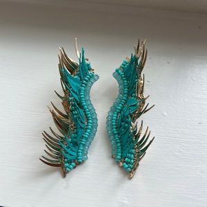 Turquoise & gold wing earrings